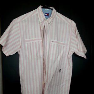Pink and White Stripped Tommy Hilfiger Shirt